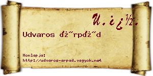 Udvaros Árpád névjegykártya